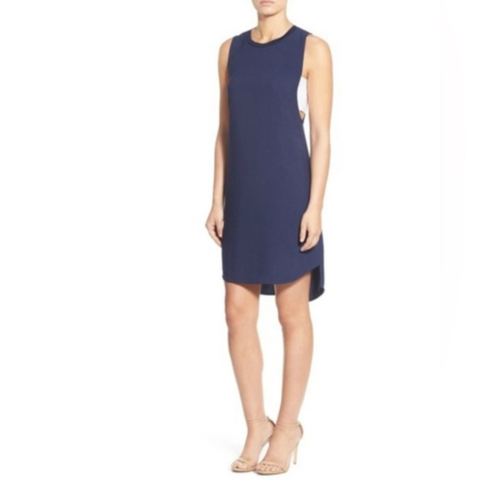 Trouve, Banded Hi-Low Shift Dress, Navy, XS